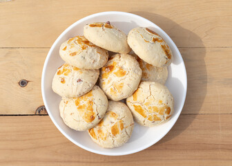 Nan khatai is an Indian sweet and savory eggless cookies loaded with dry fruits and nuts popular in Pakistan, Bangladesh, Sri lanka, India and Myanmar.