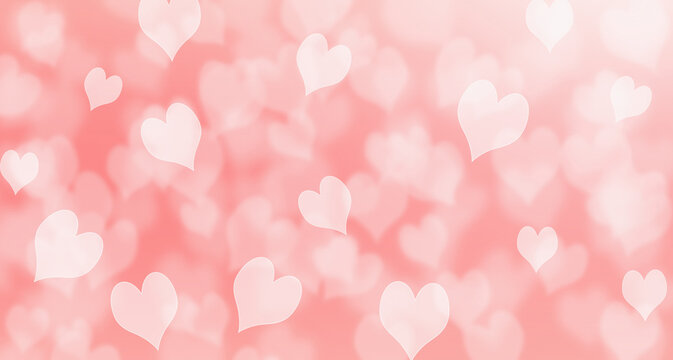 Valentine's day or wedding background with hearts. Decorative, romantic love bokeh background. 3d illustration