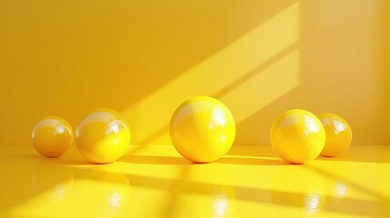 Golden Spheres: Abstract Yellow Gradient and Shadows