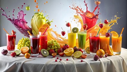 splashing fresh fruit juices