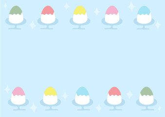 水色の背景と手書きのかき氷(ベクター