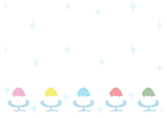 手書きのかき氷とキラキラの背景