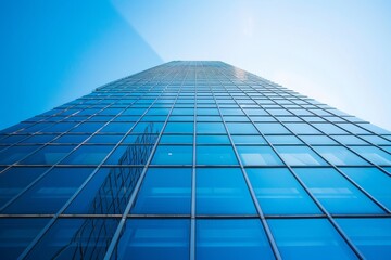 Fototapeta na wymiar Reflective Corporate Skyscraper Against Clear Sky