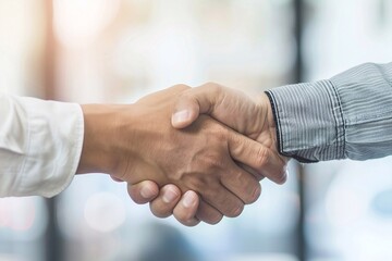 Businessmen making handshake with partner, dealing, merger and acquisition, business joint venture concept.