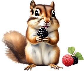 Obraz premium Watercolor painting of a cute chipmunk.