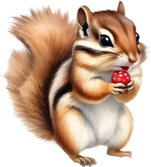 Obraz premium Watercolor painting of a cute chipmunk.