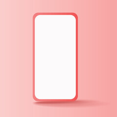 3D smartphone icon. Smartphone in perspective view. Smartphone mockup on a white. A mobile phone with a blank screen. Mobile communication. 3d rendering.  A gadget with space for text on the screen.