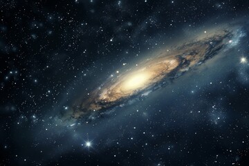 Obraz premium Space galaxy in space, starry night sky with nebula, bright stars, and abstract blue clouds in a dark cosmos