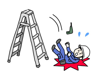 脚立から転落した作業員