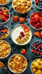 Healthy Breakfast Bowls with Fruits and Cereals
