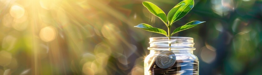 Investment Growth Concept with Plant and Coins - Powered by Adobe