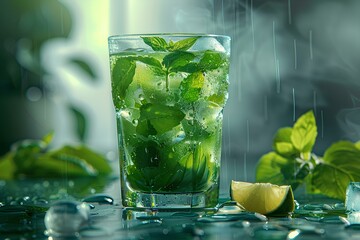 Sparkling Mojito Cocktail with Fresh Mint