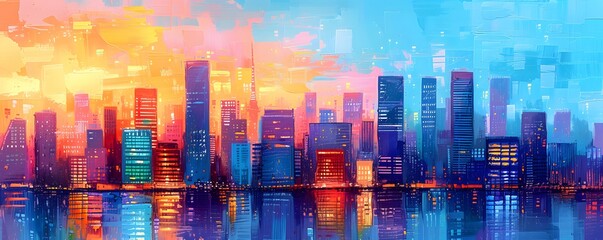  Vibrant cityscapes with futuristic skylines. aquarelle