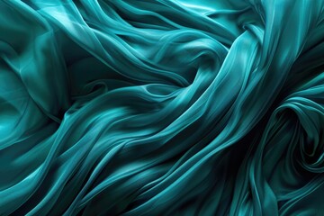 Obraz premium Abstract Teal Fabric in Motion. Artistic Concept of Dynamic Blue-Green Clothes Design with Vibrant Colours