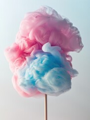 Airy Cotton Candy on White Background. Delicious and Colourful Confection for Carnival and Dessert Lovers