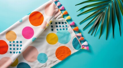 Blank mockup of a bright and fun polka dot beach towel .