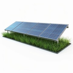 Solar panels on dirt slope harnessing solar power technology