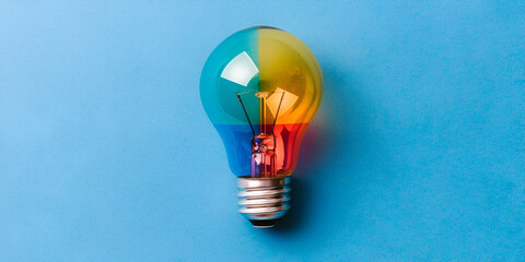 Psd colorful light bulb on transparent background