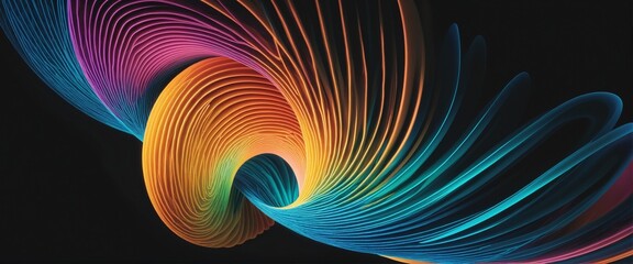 Abstract 3d rendering of twisted lines in bright colours 