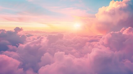 Cloudy sky at sunset, with cumulus clouds and an atmospheric afterglow - obrazy, fototapety, plakaty