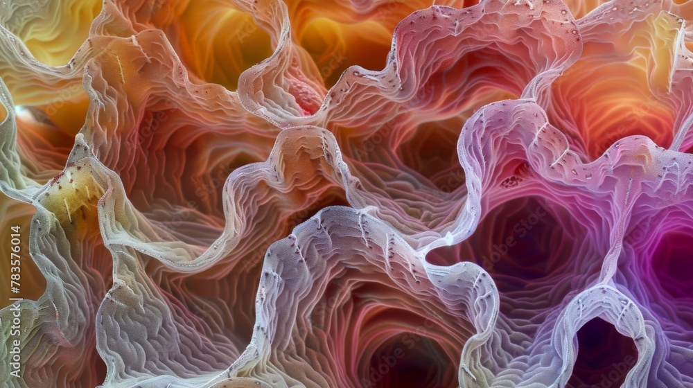 Poster an upclose view of the notched and folded membrane of a euglenoid showcasing the intricate details o