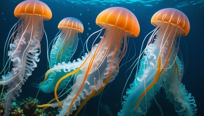 Jellyfishes colorful in bright colours 