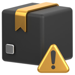 3d icon of a package with warning sign