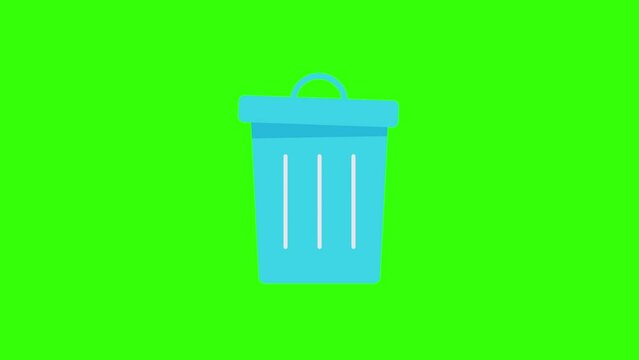 trash icon animation with a green screen background