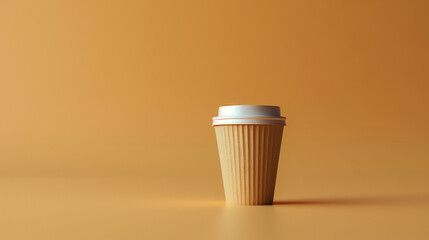 Takeaway coffee cup on a seamless orange background, creating an ample copy space.
 - obrazy, fototapety, plakaty