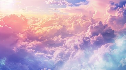 Sunlight breaks through cumulus clouds in the violet sky