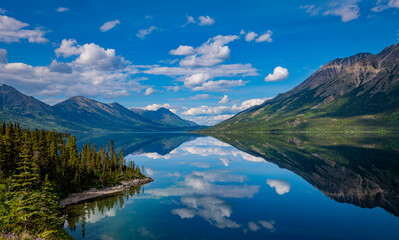 Naklejka na ściany i meble Mirror Like Water Reflection Tutshi Lake Skagway Alaska