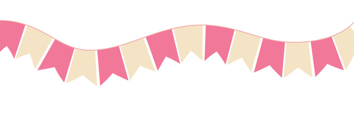 Multicolored bright triangular flags isolated on a white background