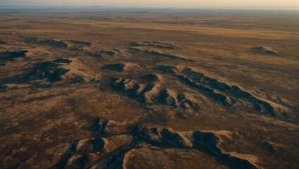 Steppe landscapes viewed from the sky, playing a role in carbon neutrality.