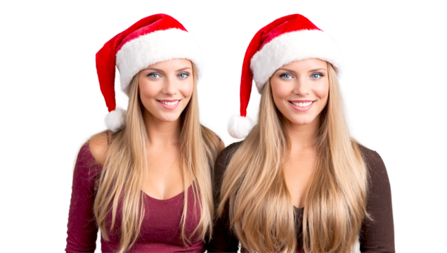 Santa Girls Hat Women Smile Blond Claus Christmas 