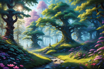 Fototapeta na wymiar mysterious magical forests and landscapes filled with enchantment