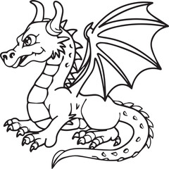 Hand drawn dragon outline illustration