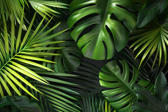 Palm Tree Leaves Texture in Nature's Garden