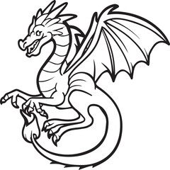 Hand drawn dragon outline illustration