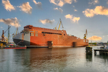 Remontowa Shipyard Gdansk, Poland. The photo shows the first of three Ro-Pax ferries built for a Polish shipowner