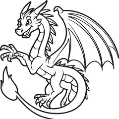 Hand drawn dragon outline illustration