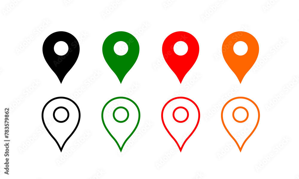 Fototapete set of map pointers with markers. modern map markers icon set. location pin sign.. replaceable vecto