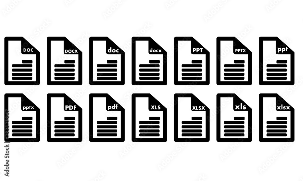 Poster extensions sign. document file type format icon set.file format extensions sign for apps and website