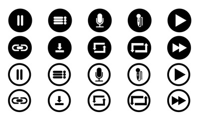 Music icon. Music player icons set. Replaceable vector design.