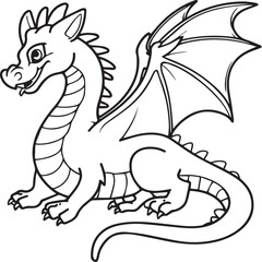 Hand drawn dragon outline illustration