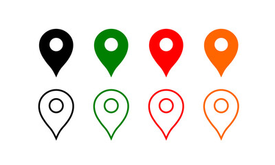 set of map pointers with markers. Modern map markers icon set. Location pin sign.. Replaceable vector design.