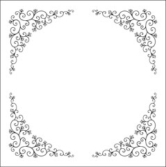 Round vegetal ornamental frame with leaves, decorative border, corners for greeting cards, banners, business cards, invitations, menus. Isolated vector illustration.	
