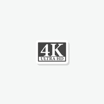 4K ultra hd icon sticker isolated on gray background