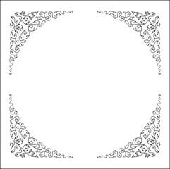 Round vegetal ornamental frame with leaves, decorative border, corners for greeting cards, banners, business cards, invitations, menus. Isolated vector illustration.	
