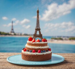 eiffel tower cake with flowers