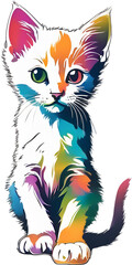 Obraz premium Close-up painting of a cute kitten.